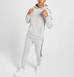 OEM high quality organic cotton tracksuits training wear set custom stripe tech fleece tracksuit for man