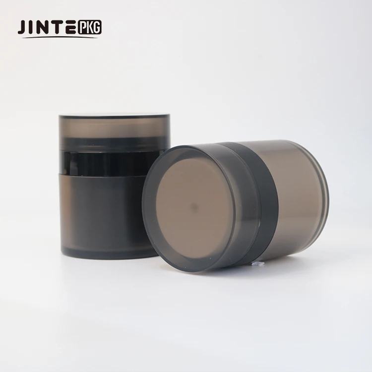 30ml 50ml Round Shape Luxury Custom Cosmetic Package Frosted Brown Acrylic Airless Pump Jar Airless Pump Face  Eye Cream Jar