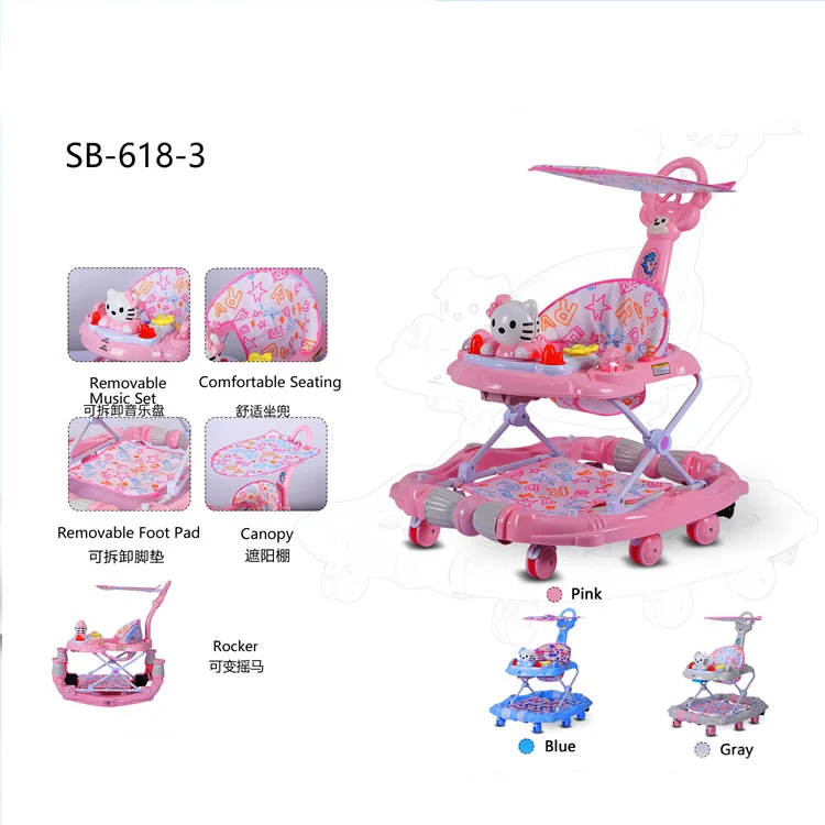 Multifunction Kids Learning 360 Degree Rotating Trolley Baby Roller Walker 2 In 1
