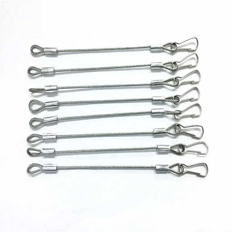 Custom lamps safety protection rope 1.5mm stainless steel wire rope anti-fall protection rope safety buckle