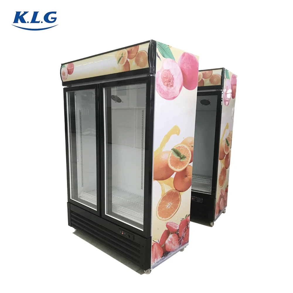 Supermarket Display Refrigerator And Freezer Vertical Glass Door Fridge Refrigerator with auto air cooling fan