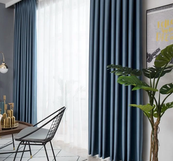 OWENIE Fashion Flame Retardant Insulated Thermal Soundproof Luxury Gray and Blue Home Blackout Curtain for the Living Room