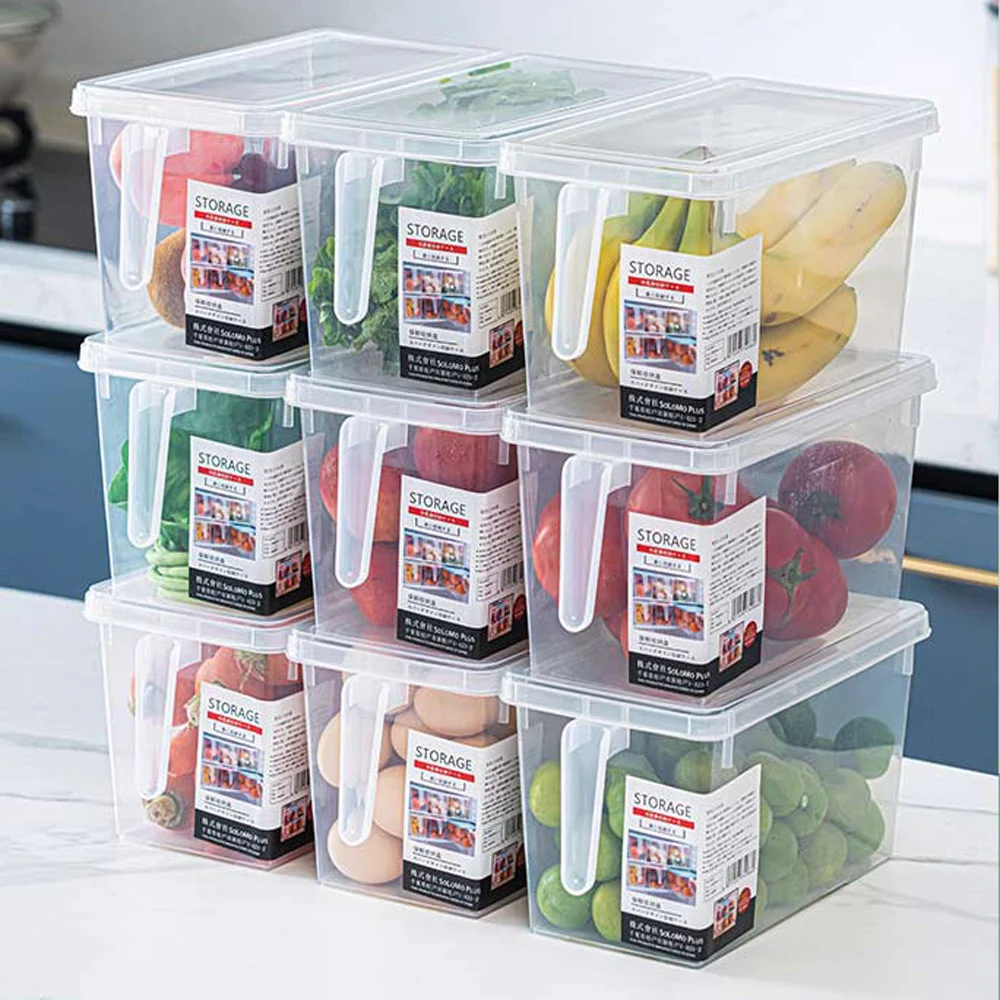 custom wholesale fridge food fruit vegetable plastic storage container box with handles
