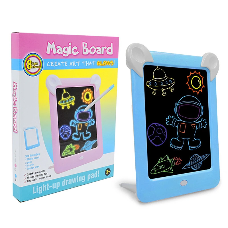 Wholesale Learning Tool Drawing Blackboard 3D Magic Light Up Drawing Board For Kids with