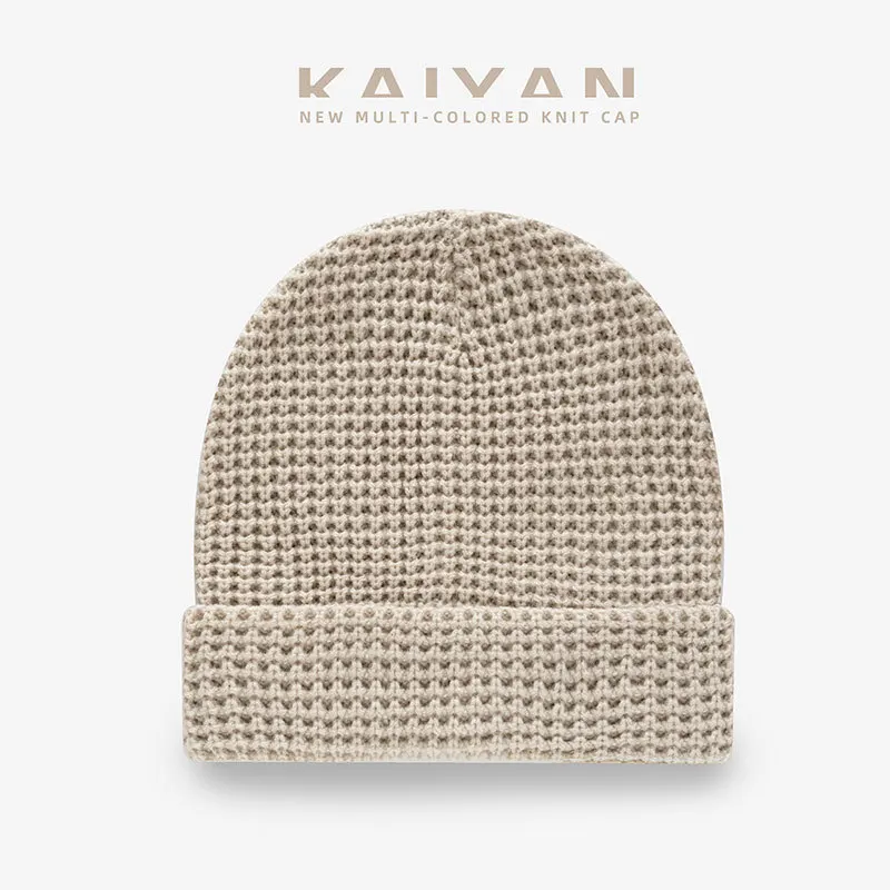 High quality customized acrylic waffle knit warm unisex hat knit tweed hat