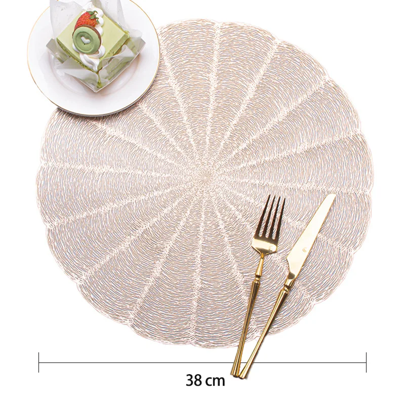 High Quality PVC Round Hollow Table Mats Plastic Woven Plastic Placemats Dinner Plate Dish for Restaurant Hotel