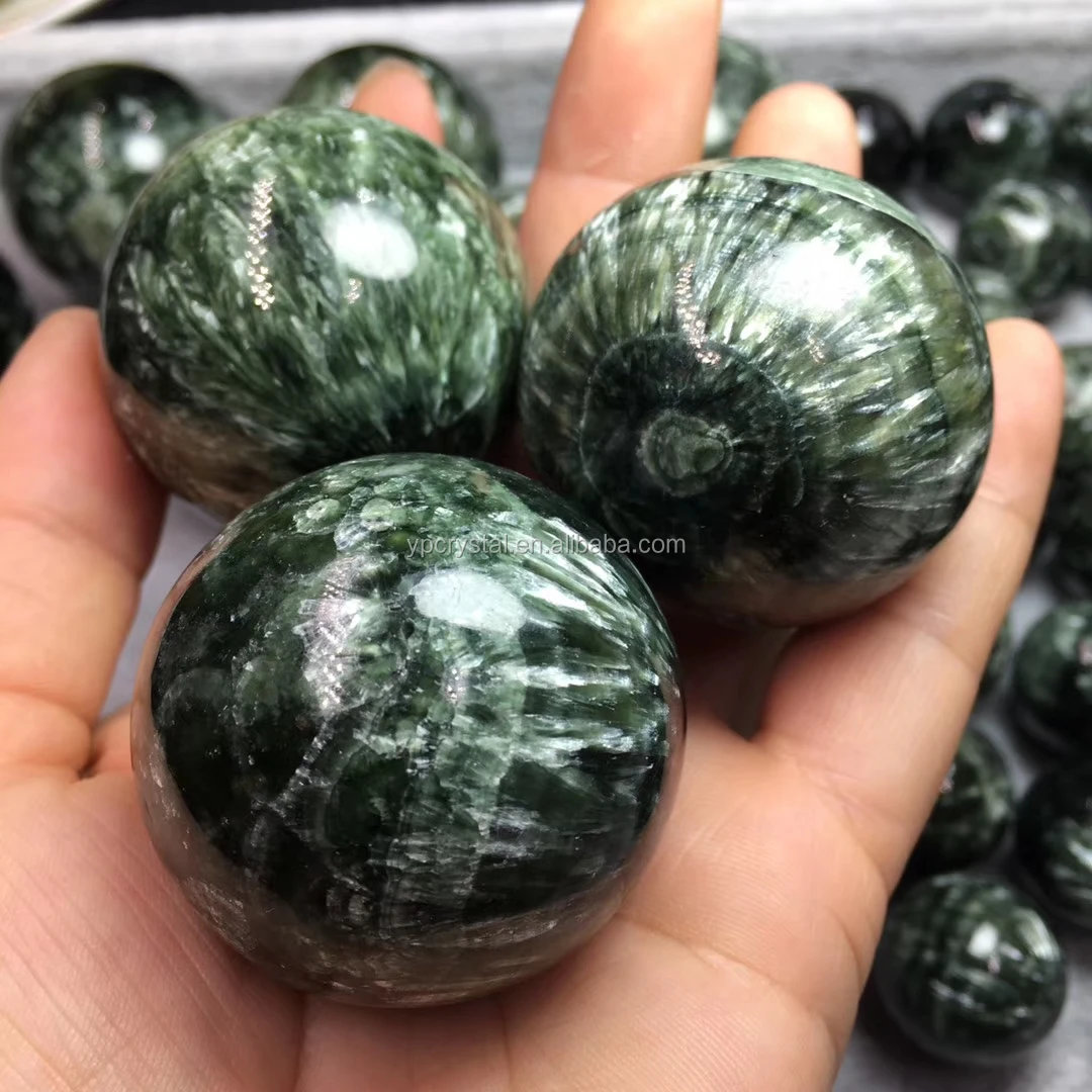 Rare Natural Green Dragon Quartz Stone Magic Ball Crystal Sphere Healing