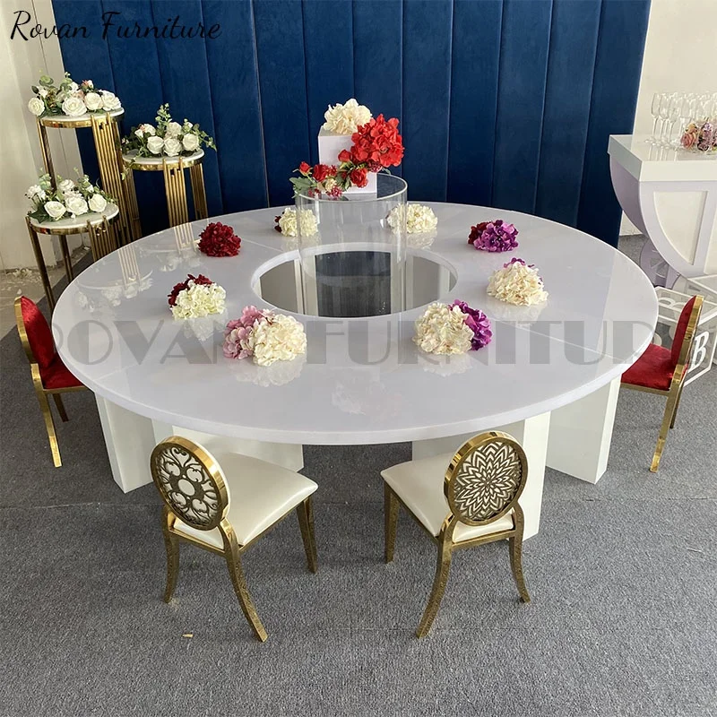 PVC white plastic kids table party event decoration luxury circle round  wedding cake table kids wedding party table  for event (1600233499205)