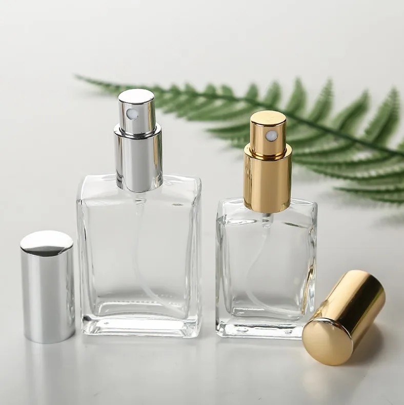 Factory direct wholesale 10/15/30/50/100ml flat square silk mouth screw mouth perfume glass spray bottle