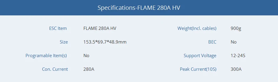 T-MOTOR Flame 280A HV esc 12-24s 100V Multirotor Remote Control 300 Amp Speed Controller for drone motor