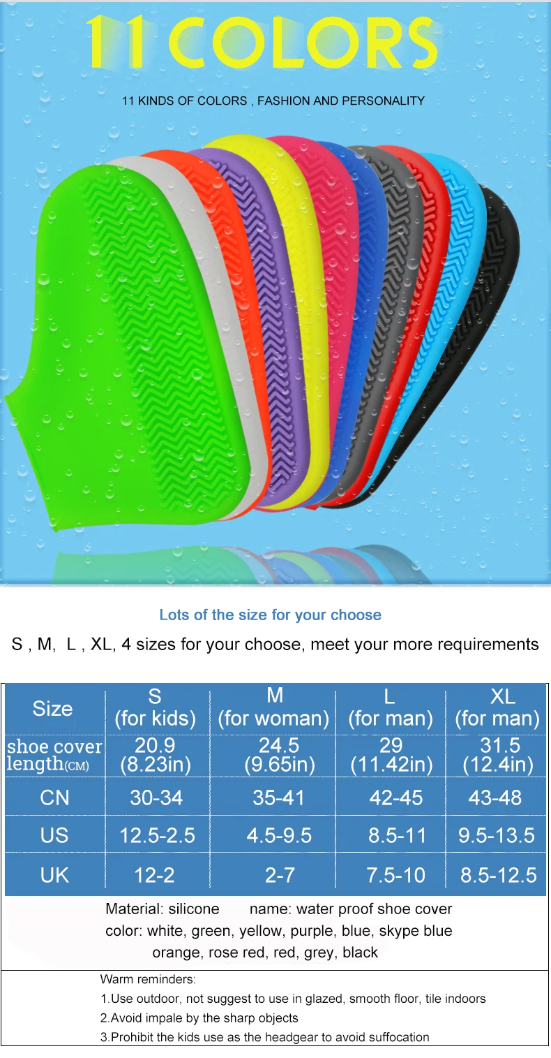 Coolnice Silicone Overshoes Waterproof Non Slip Boot Shoe Cover Protectors For Rain