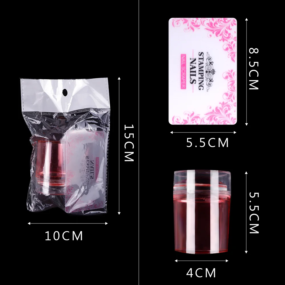 2023 Hot Sell Plastic Template Custom Printing  DIY Transfer Nail Art Stamp Plate Nail Art Stamper Clear Silicone Stamping Jell