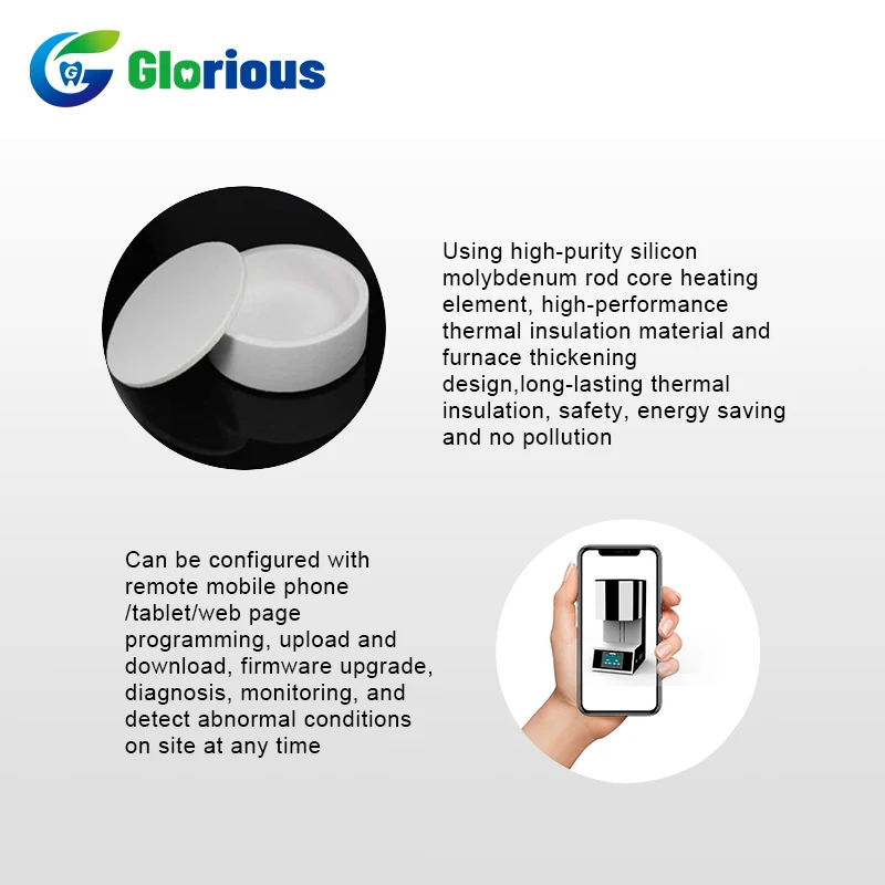 Glorious Dental Sintering  furnace  Automatic Machine wireless and 4G Internet of Thing high precision type B thermocouple