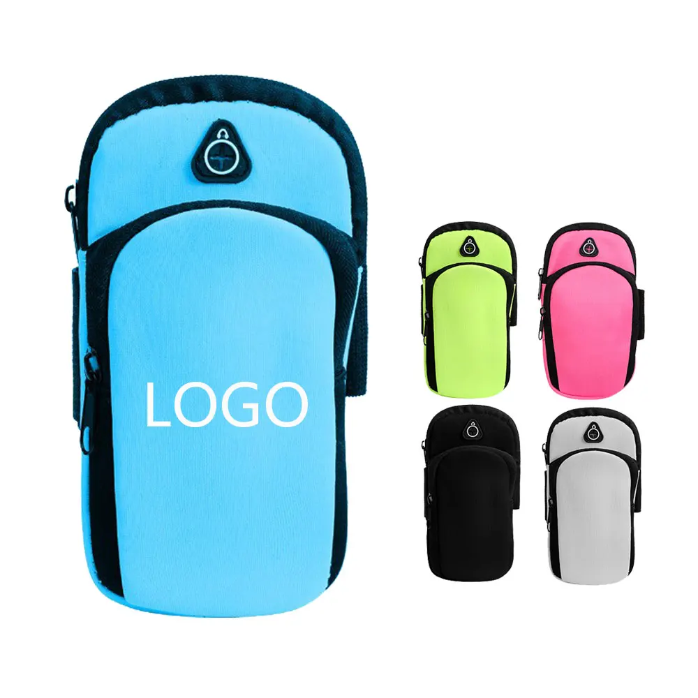 Custom Logo Waterproof Outdoor Sport Adjustable Neoprene Cell Phone Wallet Women Running Mobile Phone Arm Bag