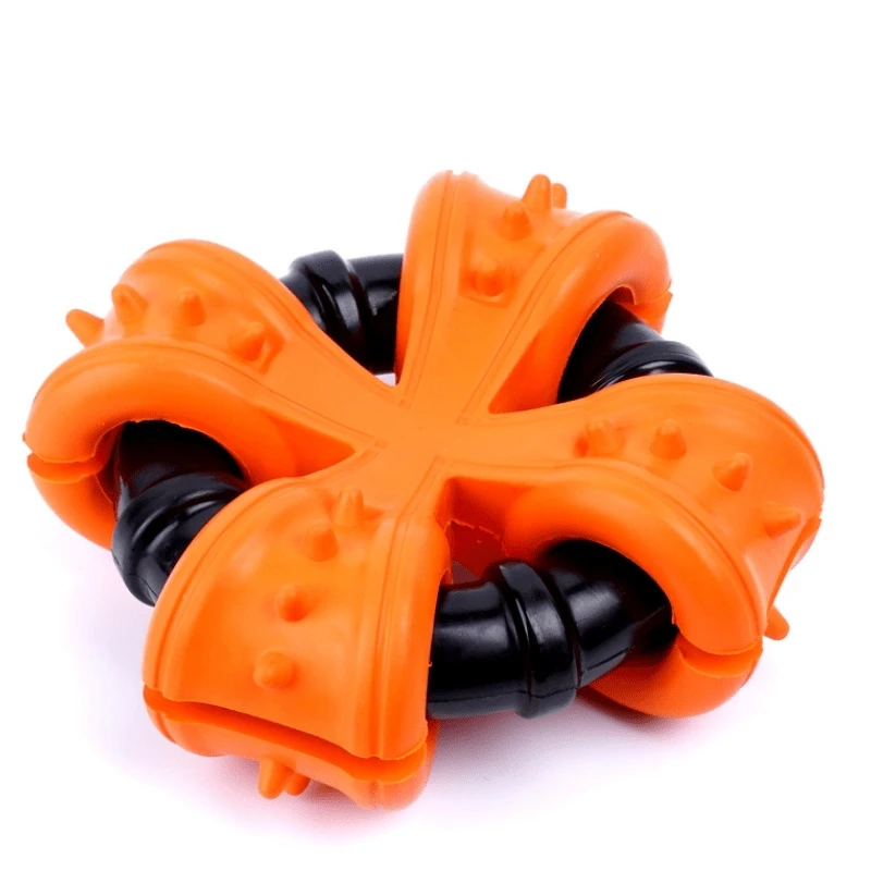 manufacturer custom natural rubber food grade durable dog nylon ring chew toys pet interactive training teething toy