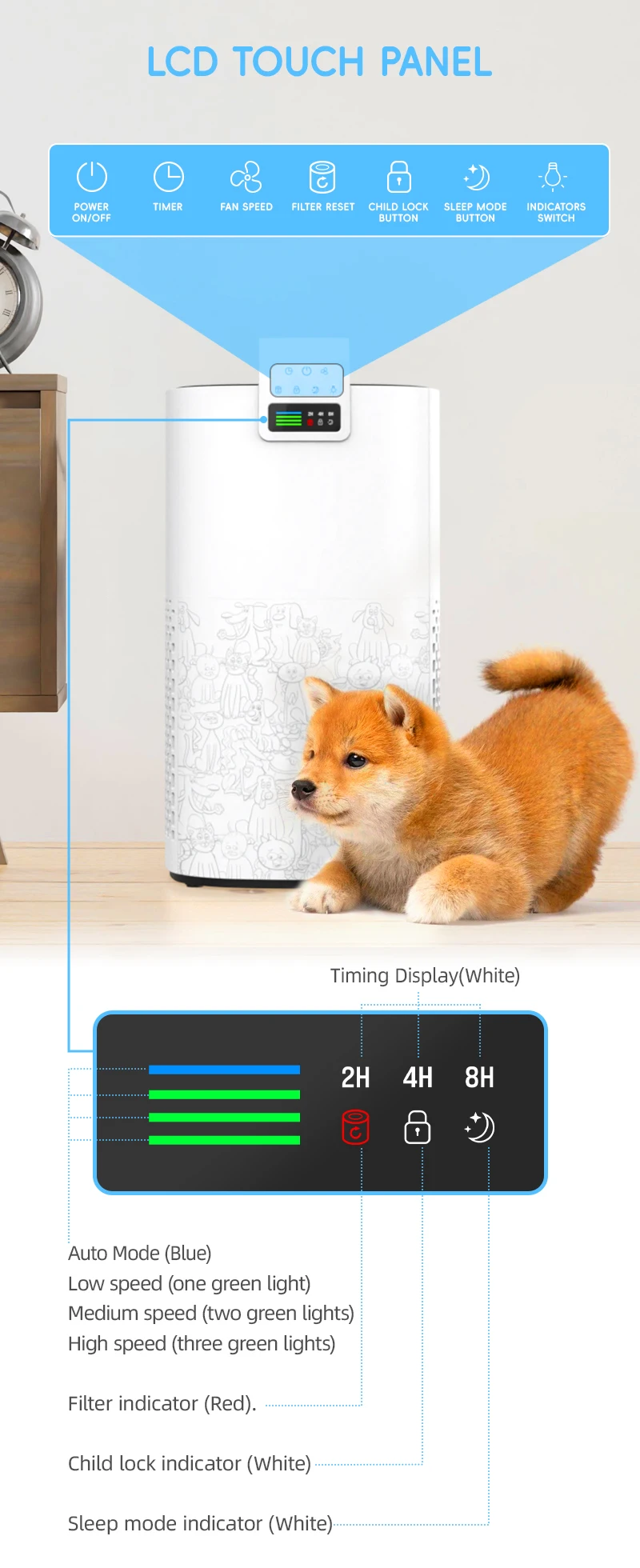 JNUO OEM Commercial Air Purifiers with HEPA Filter and Fan Portable Smoke Air Clean for Home Hair Restaurant Use