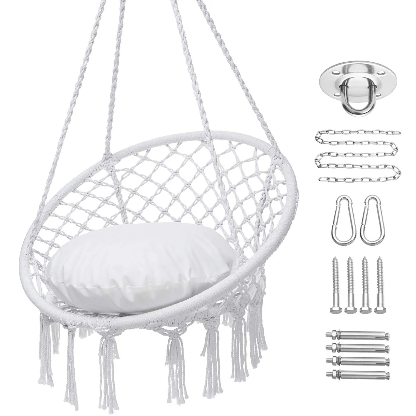 Max 330 Lbs Hanging Cotton Rope Hammock Swing Chair Macrame Swing Hammock Chair
