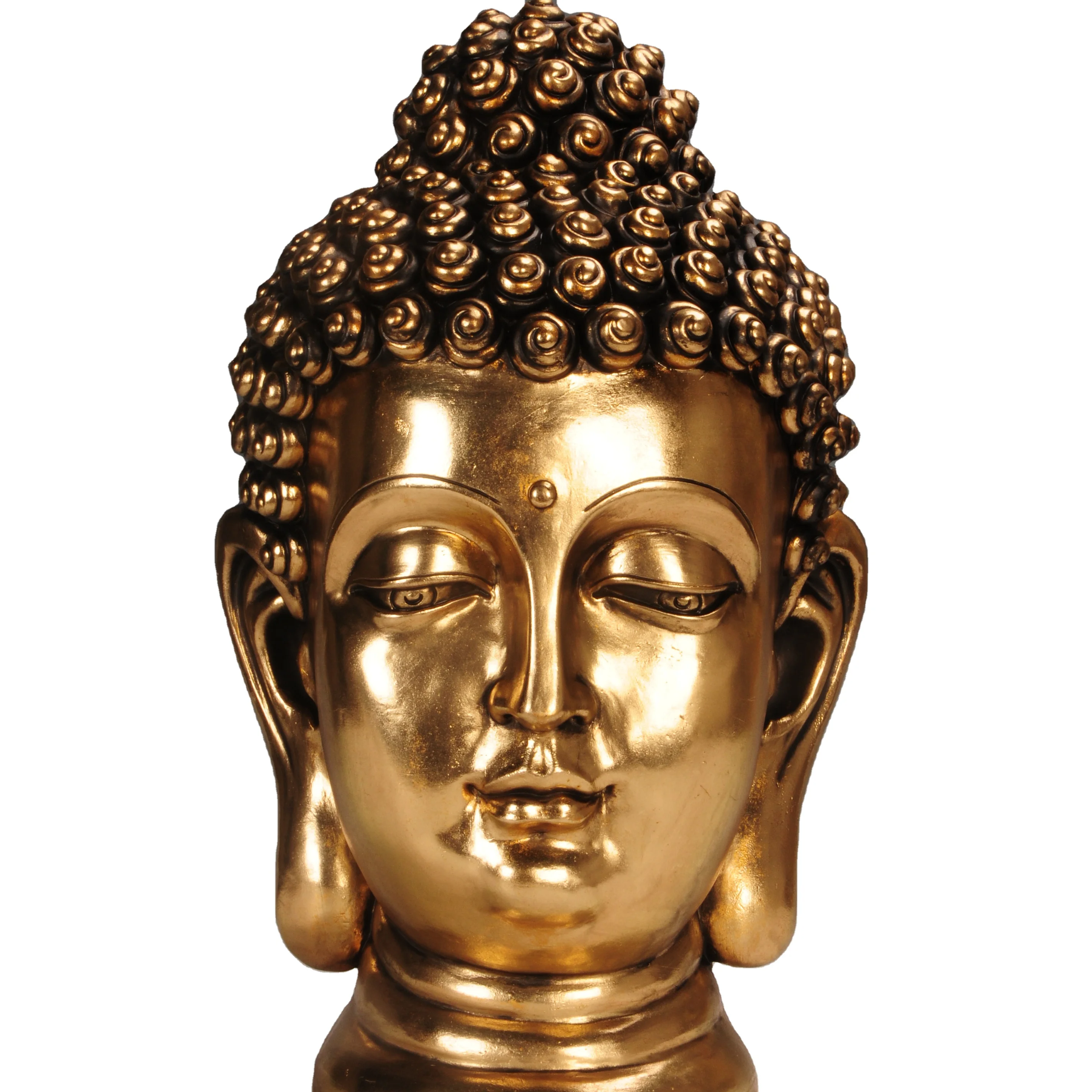 Feng shui gold buddha head resin sculptural statue resin home decorations buddha statues
