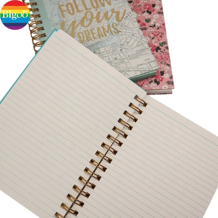 Customized Notebook Hardcover with Gold Spiral Binding Journal Double Coiled A5 Notebook for School Gift and Promotion