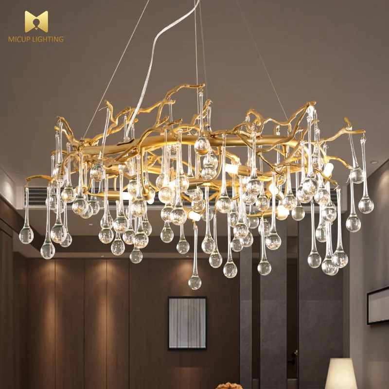 Postmodern Crystal Lighting Luxury Minimalist Modern Luxury Round Personalized Tree Branch Crystal Chandelier For Living Room