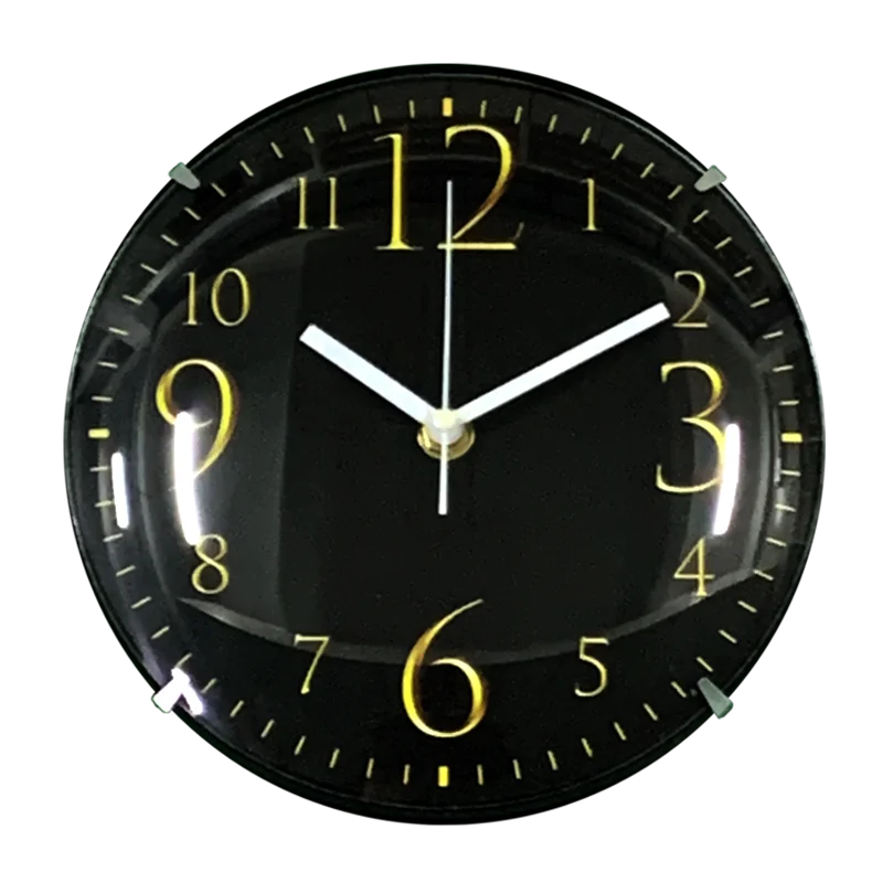 8 inch glass cover small plastic wall clock for home decorator
