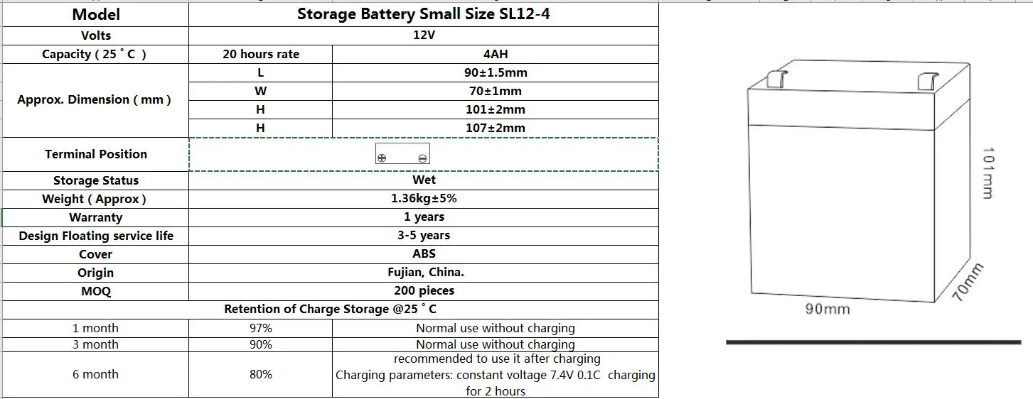 12V 4Ah Vrla Valve Regulated Sla Sealed Lead Acid Alarm Battery
