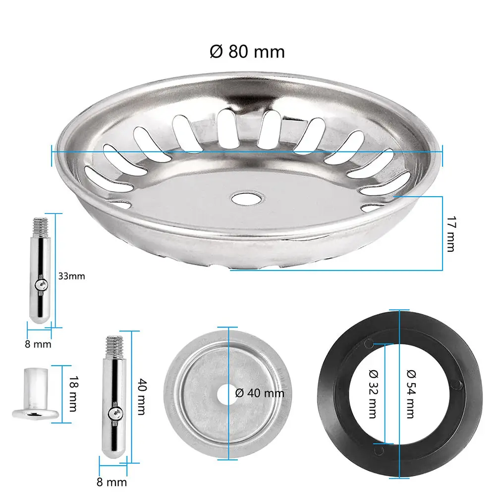 FXL Stainless Steel Kitchen Sink Strainer Stopper Waste Plug Sink Bathroom Sink Strainer Floor Drain