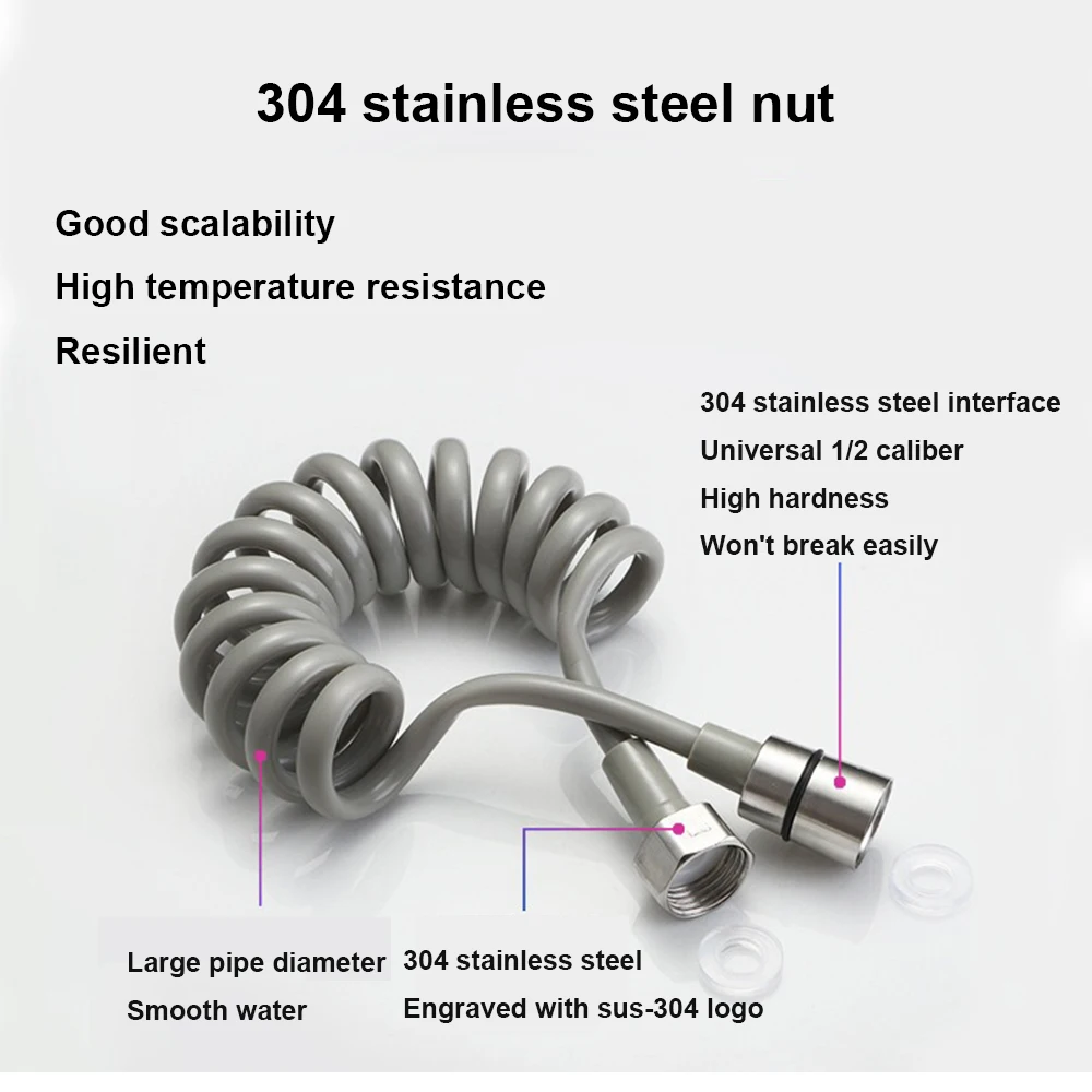 Household Bathroom Toilet Handheld Bidet Sprayer 1.5 2 3 M Multi Color Spring Tube Pu Spiral Bidet Hose