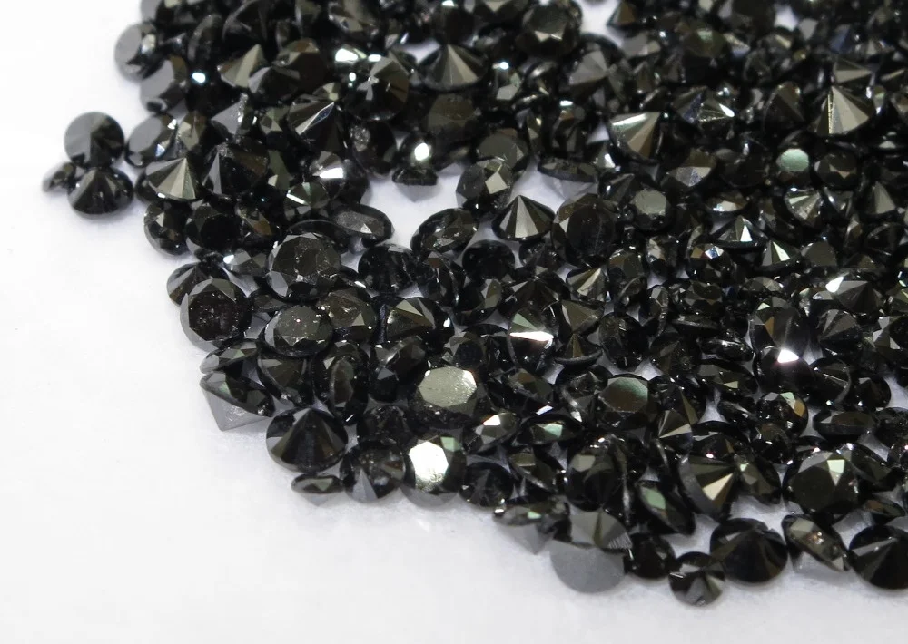 1-1.3mm Natural Loose Round Cut Fancy Black Diamond