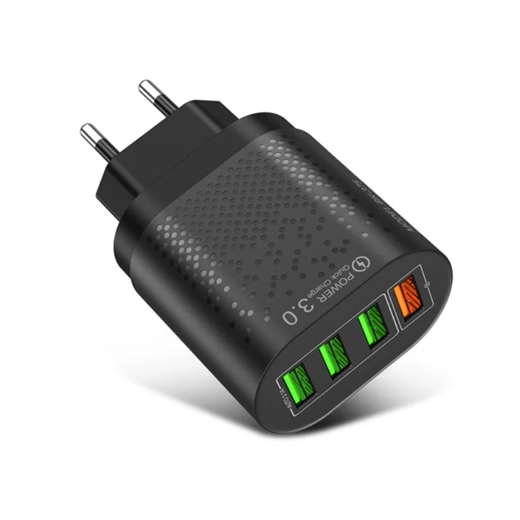 
New Products 2020 4 Port Quick Fast Charger USB Hub Wall Charger with Led Light 