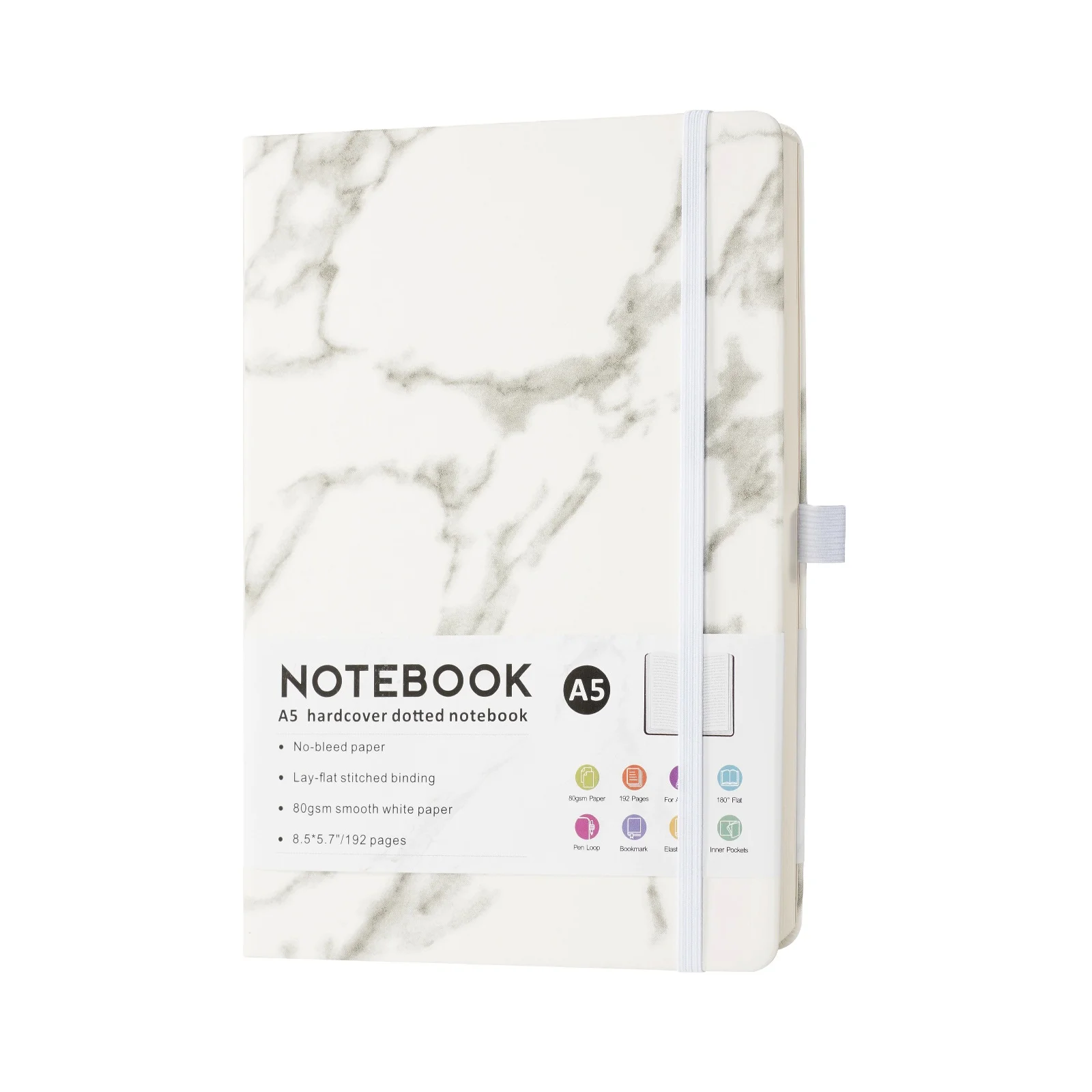 A5 PU Cover marble grain notebook with Pen holder Elastic band planner journal Diary custom LOGO office supplies