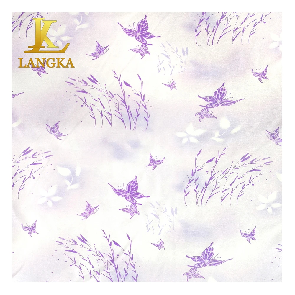 Langka custom digital print cartoon pattern with squirrel and butterfly 100 cotton interlock fabric for clothing