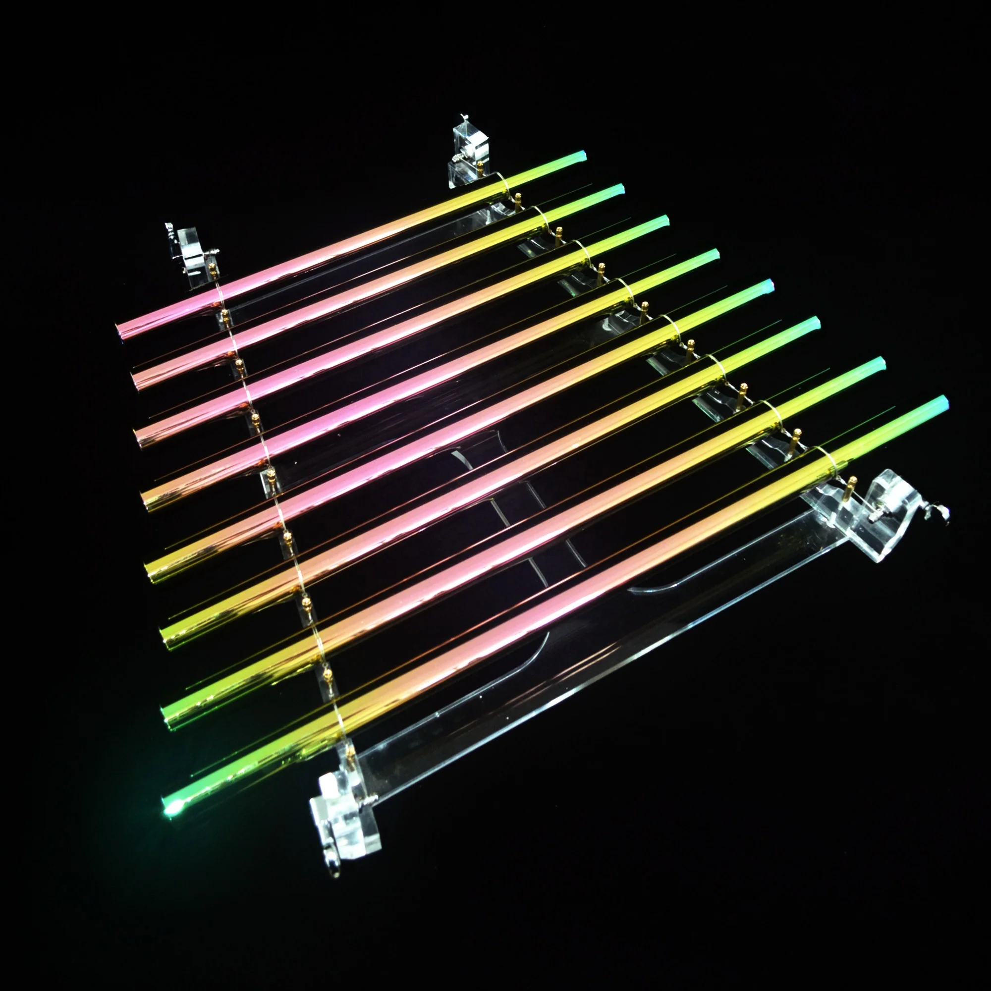 Titanium Plated Crystal Singing Harp Chakra Notes 432hz 440hz Quartz Sound Harp Musical Instrument Crystal Harp