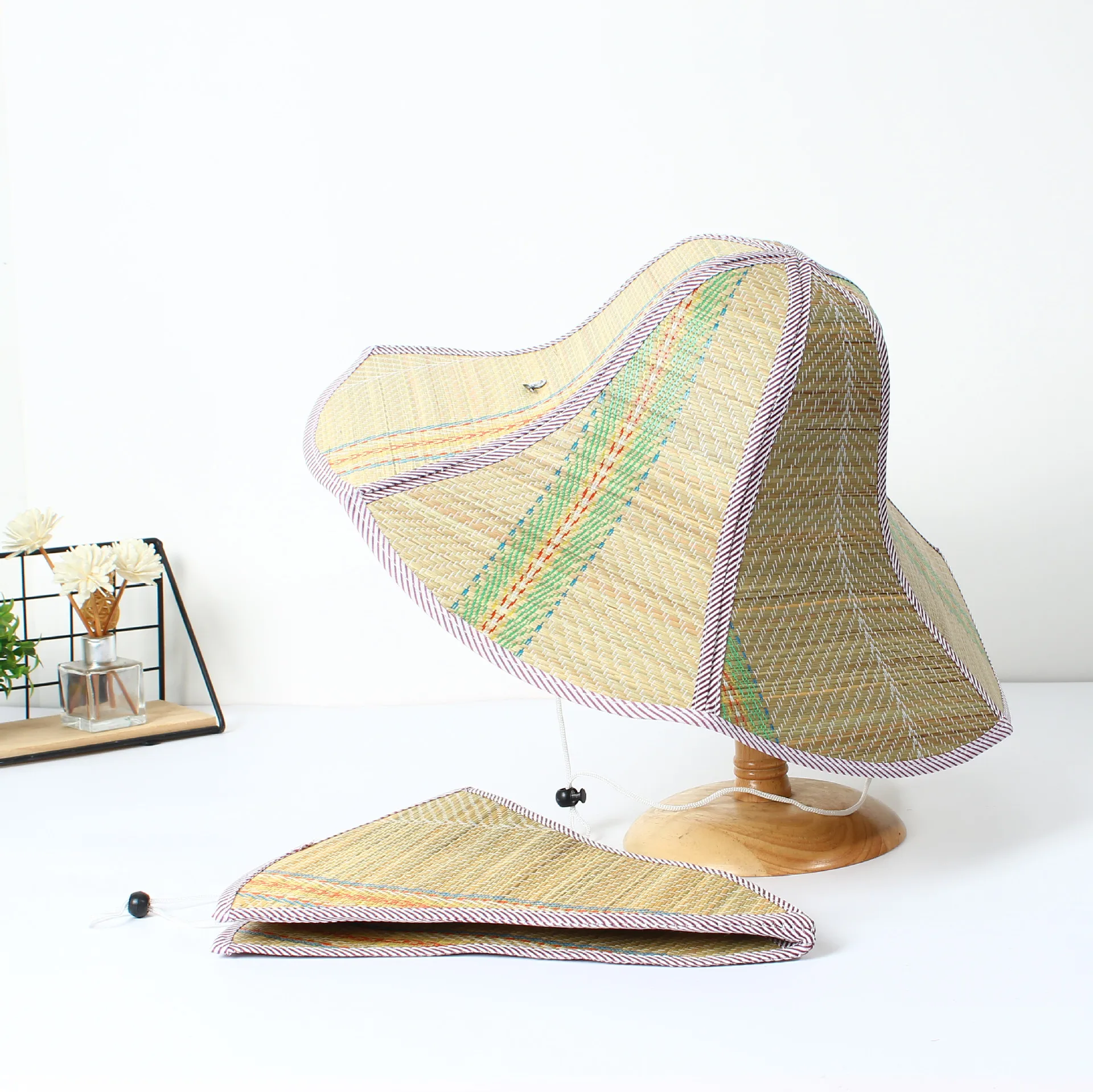 Summer Fishing Straw Hat Foldable Straw Sun Cap Visor Hat Fishing Fold Visor Fishing Farmer 6 Panel Straw hats