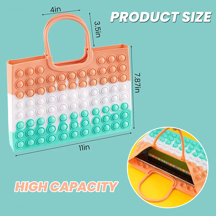 Wholesale Cute Silicone Beach Bag Stress Relief Push Bubble Handbag Multifunctional Anxiety Relief Tote Bag