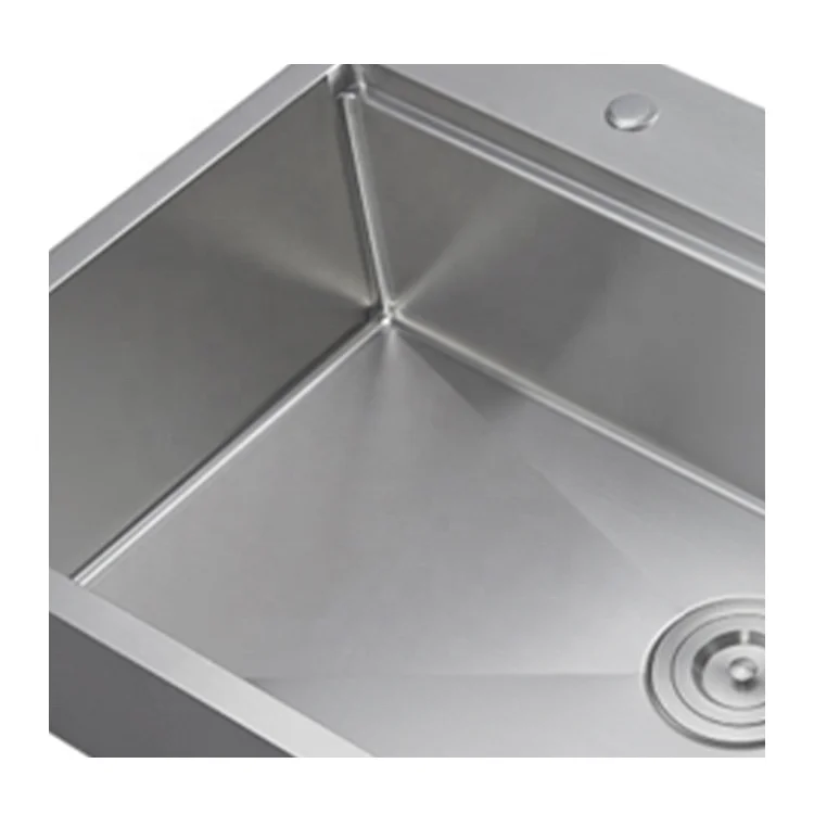 High quality square brushed stainless steel single bowl top mount kitchen sink
