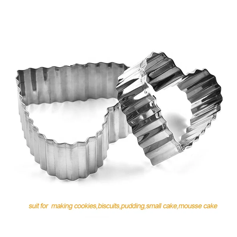 stainless steel cookie mold cutter set of 8 pcs pudding mousse cake tools mould curve edge heart round snowflake flower
