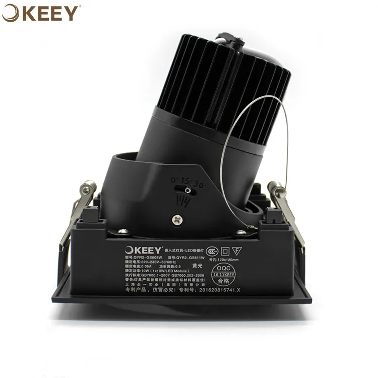 
2020 Keey new arrival led grille panel light black led grille lamp 10w square led grille downlight indoor GS611 