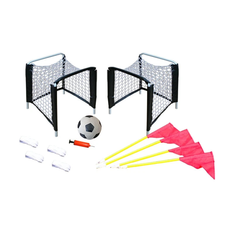 25x25x38cm multiplayer football game for kids with two plug-in goals and field accessories metal mini portable soccer goal set