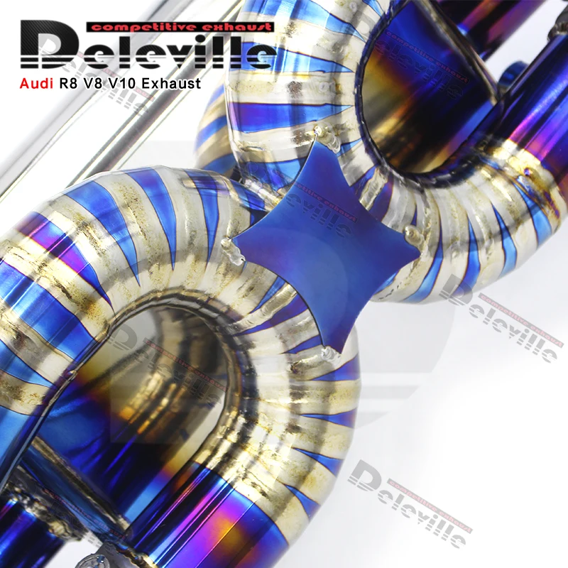 Racing car exhaust system   For Audi R8 V10 5.2L 2020-2023 Titanium alloy Catback Exhaust  muffler Exhaust Pipes