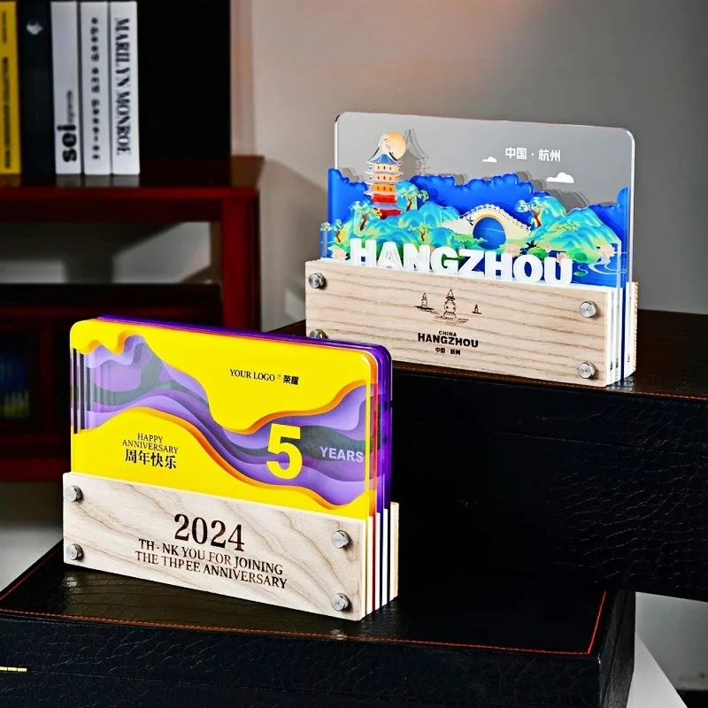 Wooden Acrylic Trophy Award Personalized Crafts Souvenir Bespoke Design Wood Craft Diy Modern Plaque for Home Decoration