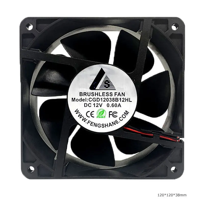 Factory Supply 120mm 12038 12V 24V 36V 48V Dc Axial Fan 120*120*38mm High-CFM 2/3/4-Pin Dc Brushless Cooling Fan