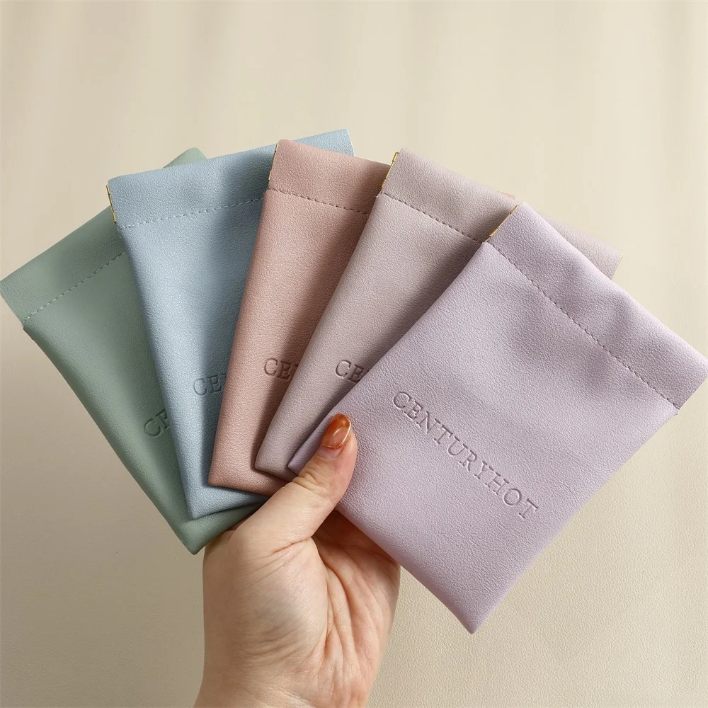 PUPPYSEW Wholesale PU Leather Automatic Closed Shrapnel bag Small Cosmetic Lipstick Pouch  Shrapnel Makeup Jewelry bag WIth logo