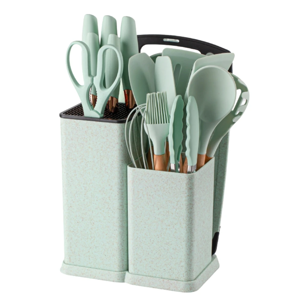 Home Kitchen Accessories 19 Pcs Gadgets Heat Resistant Cooking Spatula Spoon Knife Set Silicone Kitchen Utensil Set