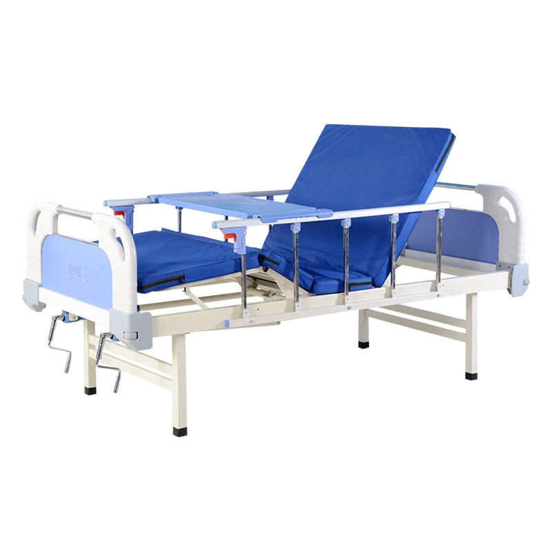 2-function with two Crank Guardrail Manual Medical Hospital Bed, Nursing bed with toilet hole
