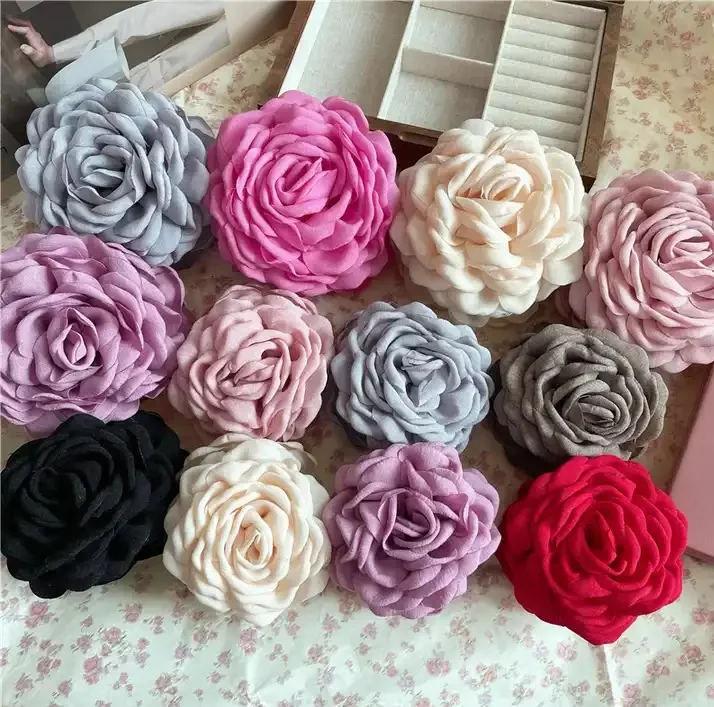 GEERDENG 9-12cm Romantic Style Shark Clip Retro Back Head Hairpin Hair Ornament Rose Flower Hair Claw Catch Clips for Thick Hair