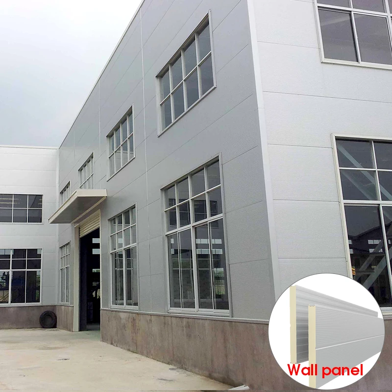 Heat preservation sound insulation 100mm 160 mm 300mm  prefabricated warehouse building wall cladding pu sandwich panel