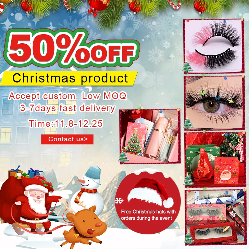 2022 new products  Private Lash Label Box Your Own Logo5d fluffy mink water eyelashesTKA With Christmas gift sets lash Boxes