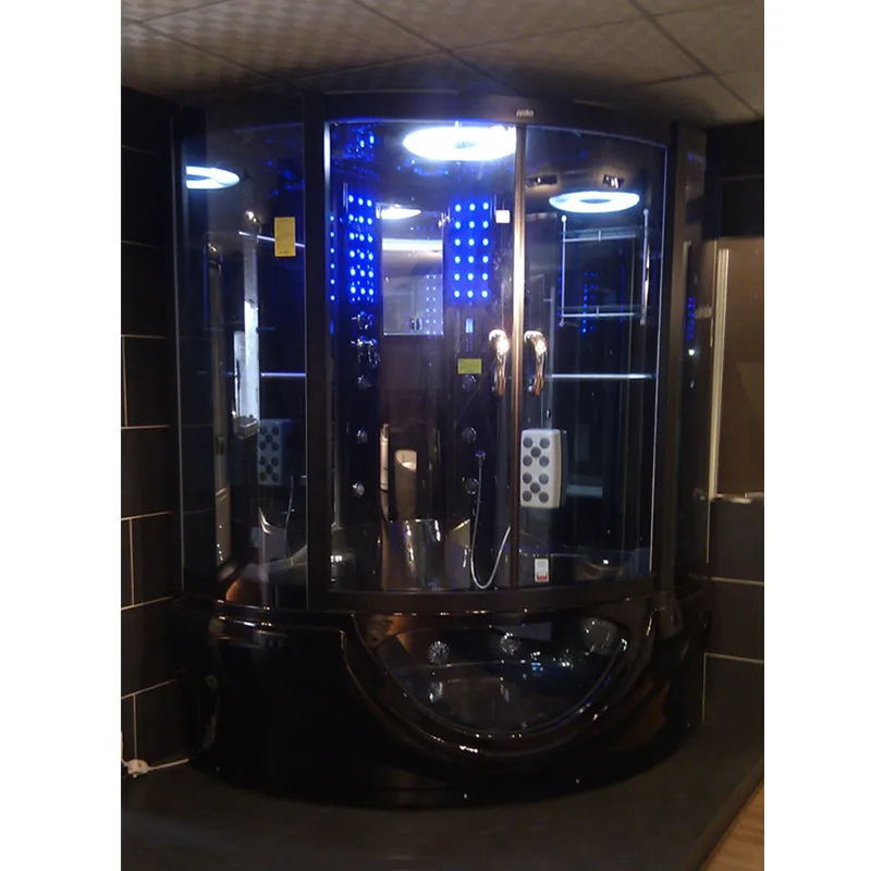 Fan-shaped large-capacity bath cabin shower luxurious wet steaming with overhead spray giant deep tray shower stall