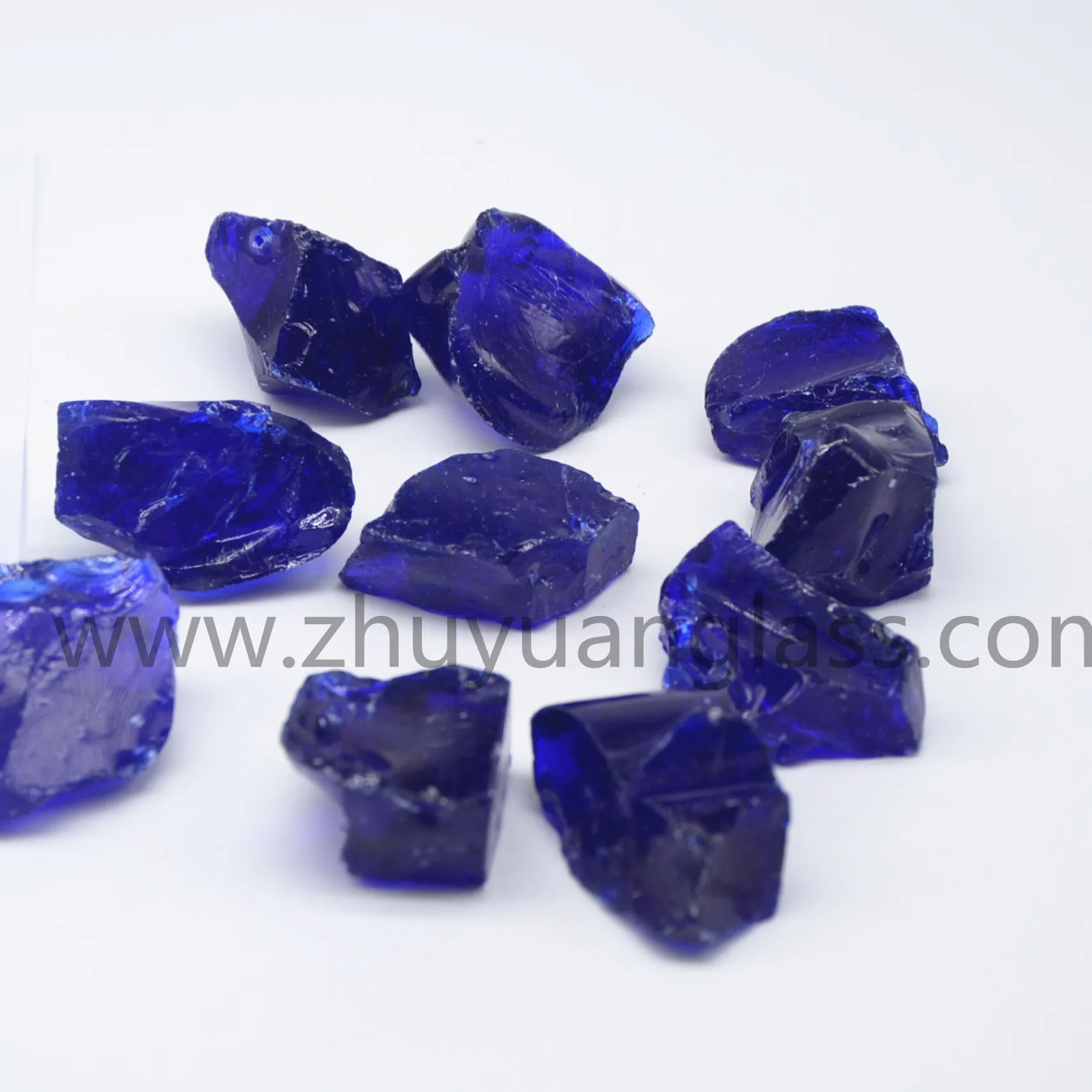 factory sell 10--50mm  cobalt blue big glass rock fire glass